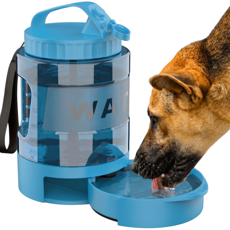 Drinkfles voor honden met ingebouwde drinkbak 2,2 L