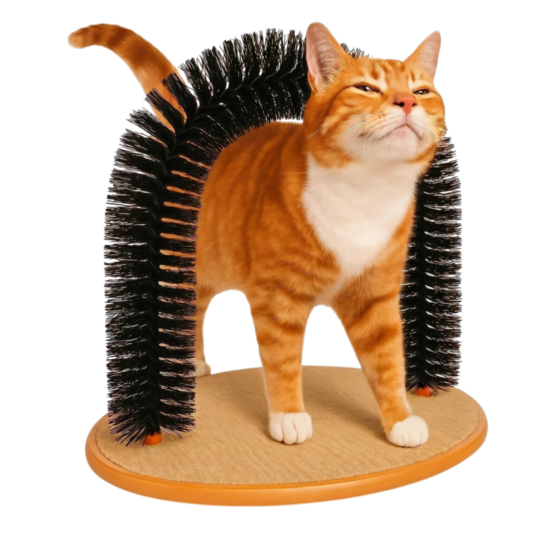 Massageboog voor katten voor zelfstandige verzorging en comfort met ingebouwde borstels
