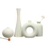 Vazenset met 4 decoratieve vazen voor droogbloemen