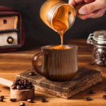 2 houten koffiekopjes met oor van massief hout - Afbeelding 2