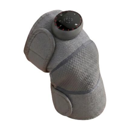 Oplaadbaar kniemassageapparaat met warmte in grijs en zwart met instelbare intensiteit en bedieningspaneel