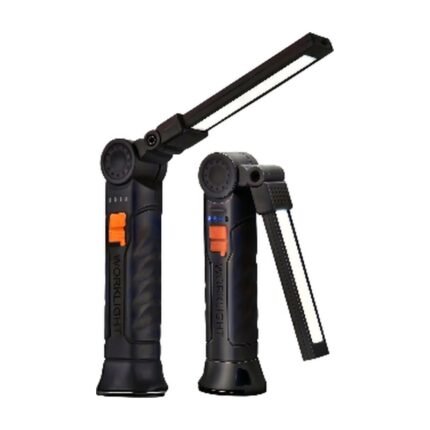 Oplaadbare ledzaklamp met opvouwbare arm, magnetische voet en haak voor handsfree verlichting