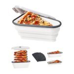 Ruimtebesparende pizzabewaardoos, wit, inklapbaar met deksel en trays voor overzichtelijk bewaren
