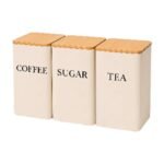 Voorraadbussen voor koffie, suiker en thee met deksels voor overzichtelijk opbergen in de keuken en een strakke look