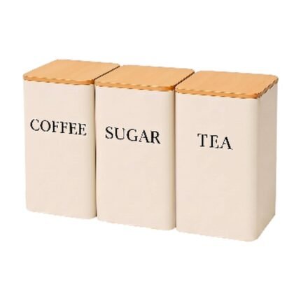 Voorraadbussen voor koffie, suiker en thee met deksels voor overzichtelijk opbergen in de keuken en een strakke look