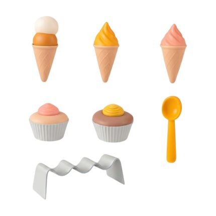Speelset met ijsjes en cupcakes voor kinderen met schep en standaard