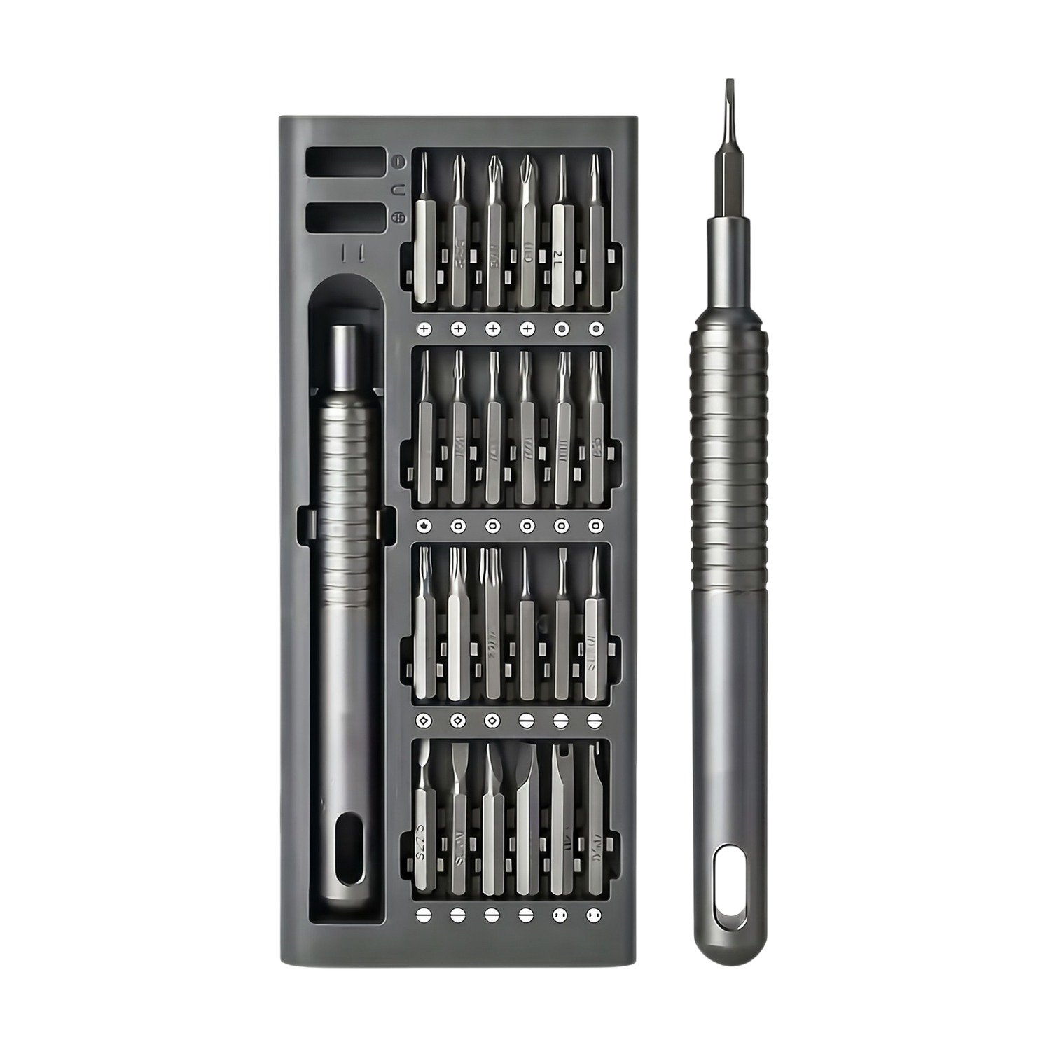 ef-33993-43652-fyld85 Precisieschroevendraaierset grijs/zwart met 24 bits en ergonomisch handvat voor fijnmechanisch werk - Afbeelding 1