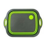 Inklapbare snijplank met afvoer en handvatten voor ruimtebesparend gebruik in keuken en gootsteen