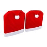 Pluche Stoelhoes voor Feestelijke Kerstdecoratie aan de Eettafel met Kerstmutsontwerp en Gezellige Look