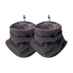 Fleece nekwarmer met pluche voering en trekkoord – warme winddichte nekwarmer voor de winter in zwart - Afbeelding 3