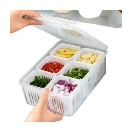 Bewaarbox voor groente en fruit met deksel en aparte vakken voor georganiseerd bewaren