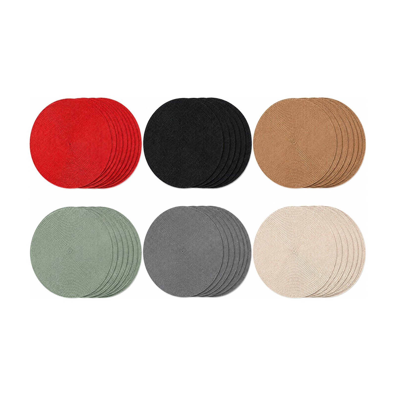 ef-49547-49569-fyld85 6 ronde placemats van pvc voor de eettafel – 38 cm - Afbeelding 1