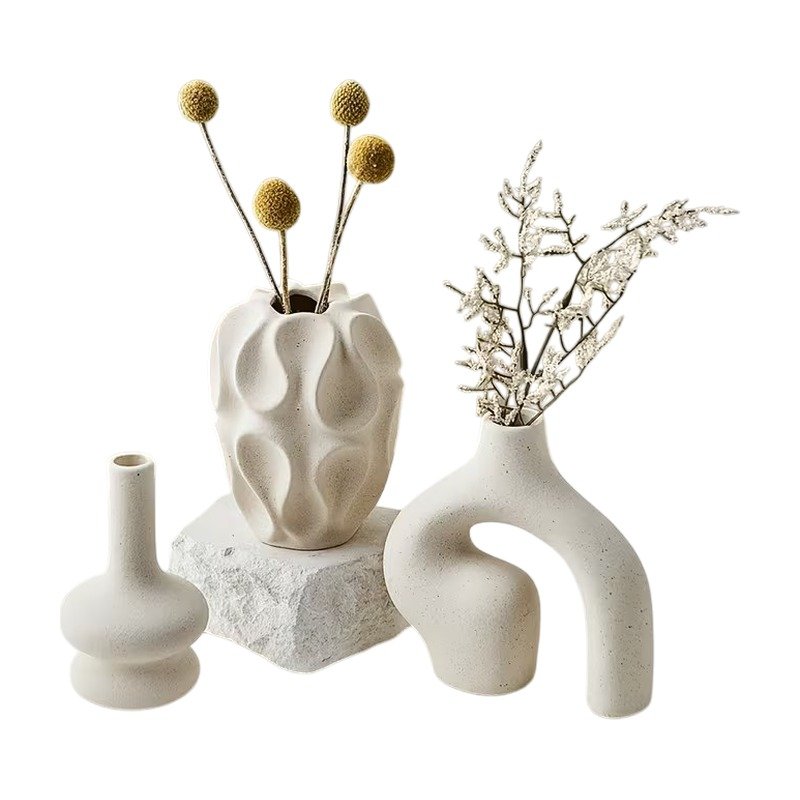 ef-54296-54297-fyld85 Keramische vazenset 3 vazen Scandinavisch boho-design - Afbeelding 1